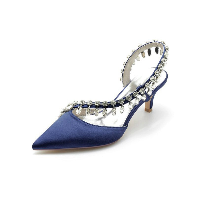 Rhinestone Beaded Pointed Toe High Heels