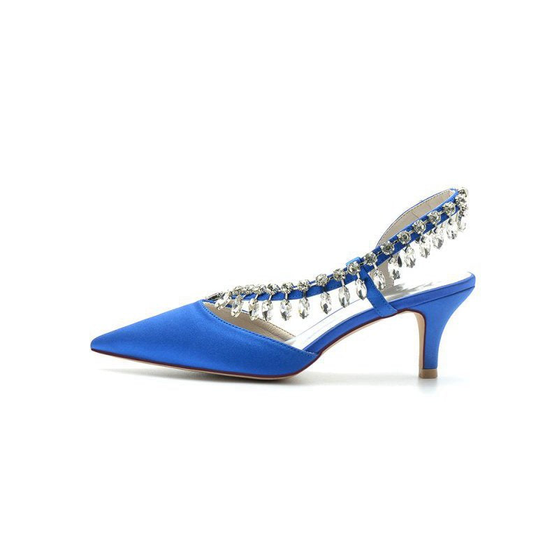 Rhinestone Beaded Pointed Toe High Heels