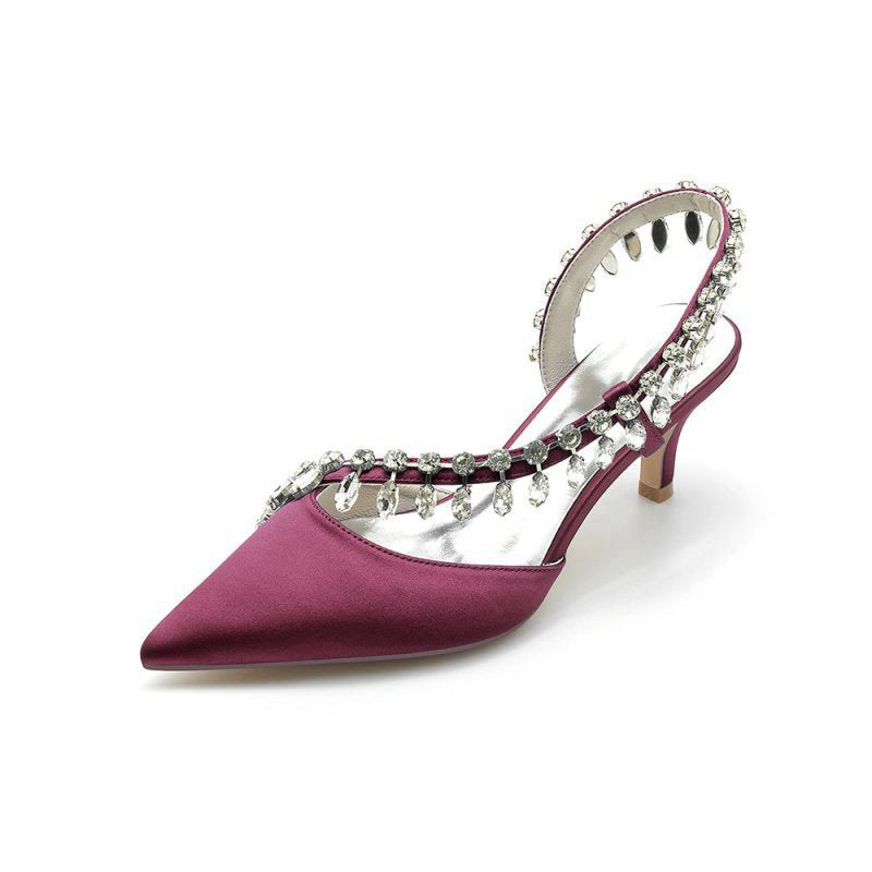 Rhinestone Beaded Pointed Toe High Heels