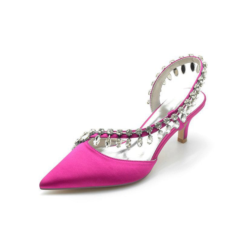 Rhinestone Beaded Pointed Toe High Heels