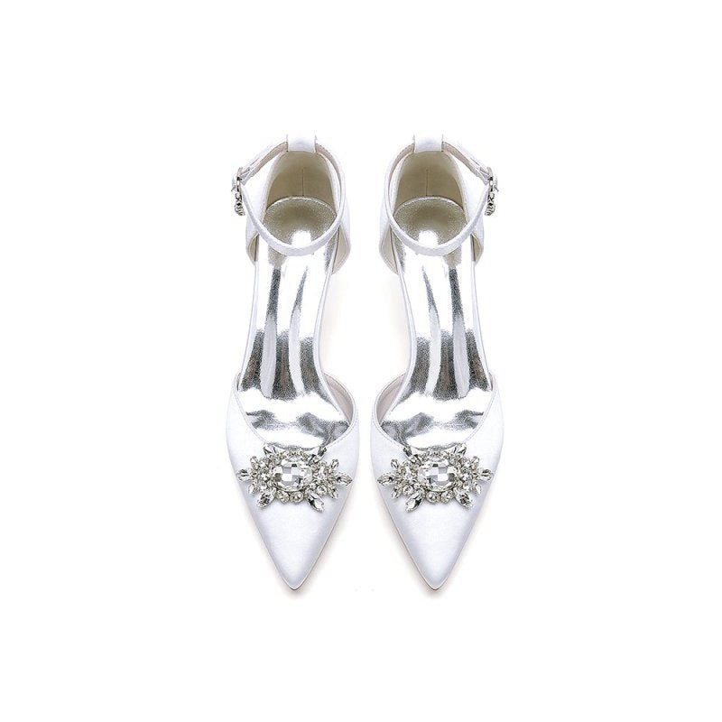 Pointed Toe Rhinestone Kitten Heels