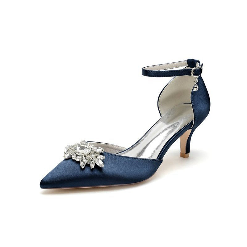 Pointed Toe Rhinestone Kitten Heels