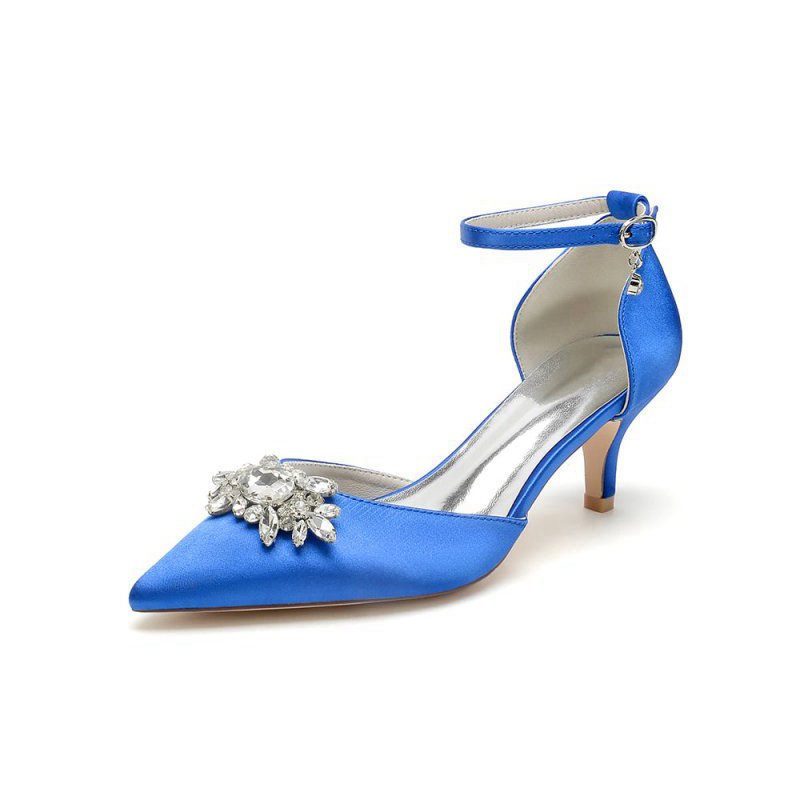 Pointed Toe Rhinestone Kitten Heels