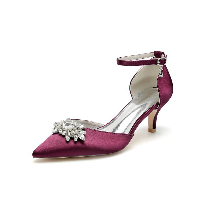 Pointed Toe Rhinestone Kitten Heels