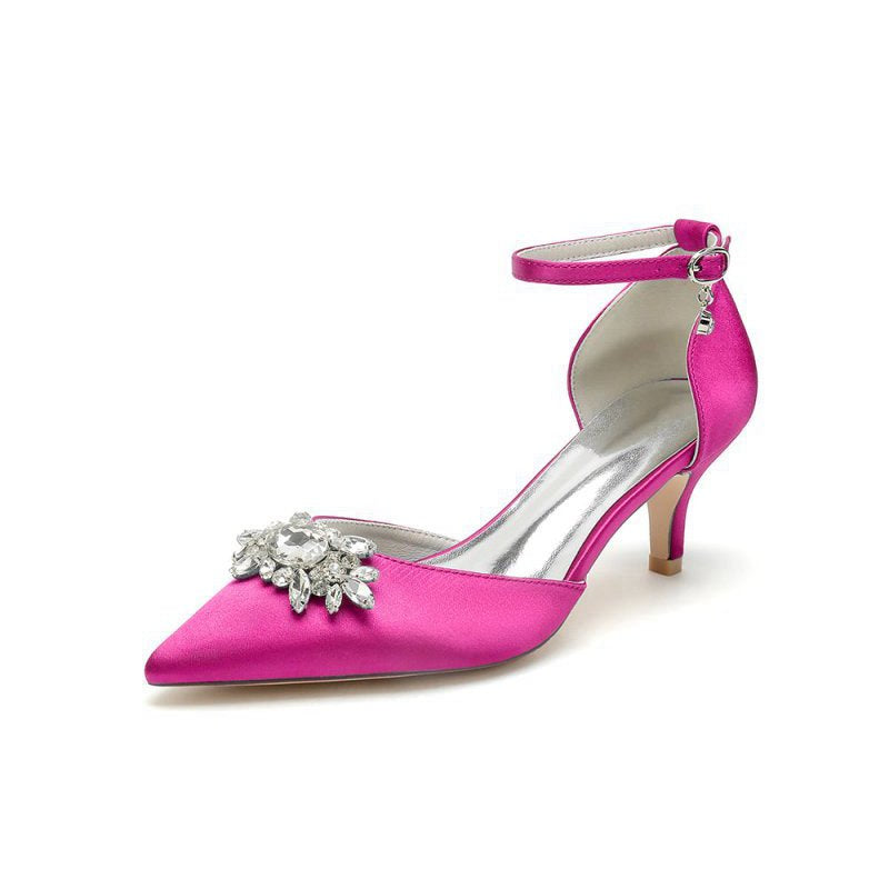 Pointed Toe Rhinestone Kitten Heels