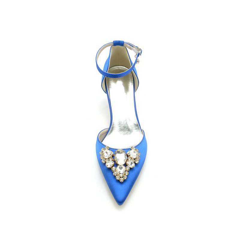 Rhinestone Pointed Toe Kitten Heels With Rhinestone