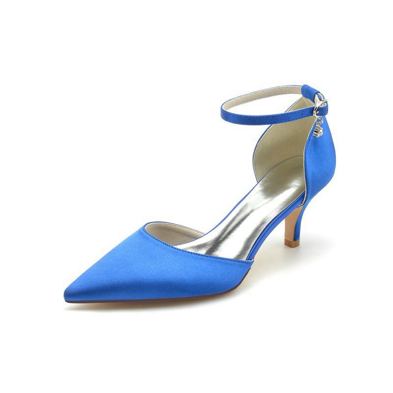 Simple Pointed Toe Satin Kitten Heels