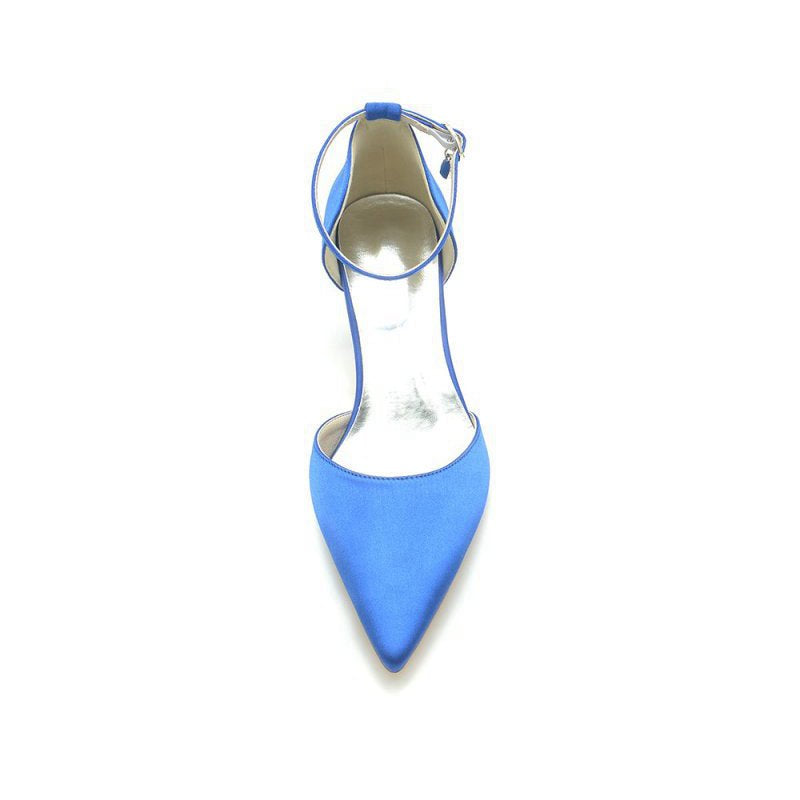 Simple Pointed Toe Satin Kitten Heels