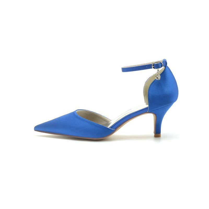 Simple Pointed Toe Satin Kitten Heels