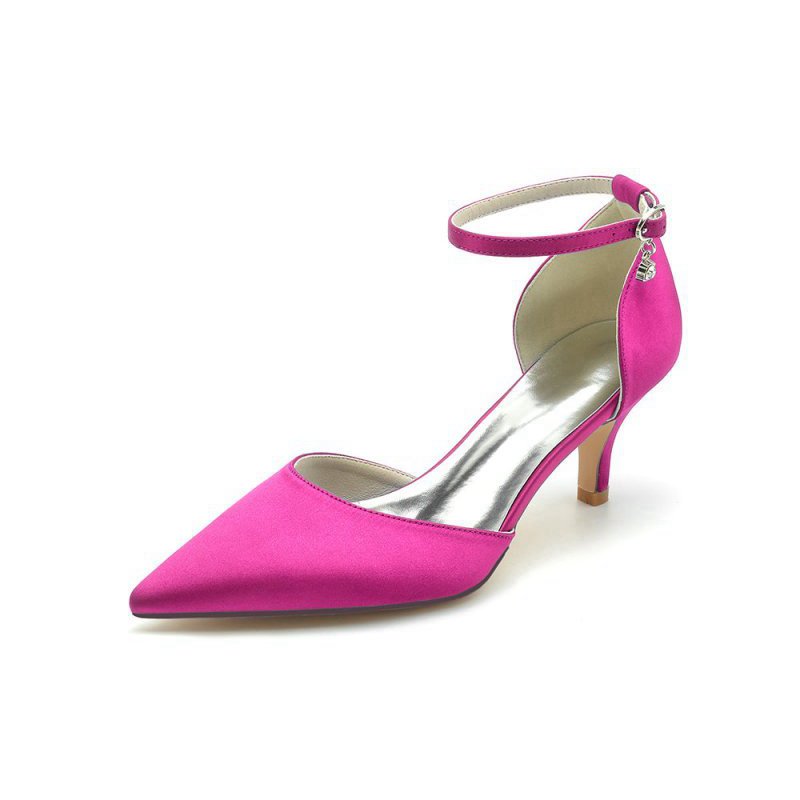 Simple Pointed Toe Satin Kitten Heels