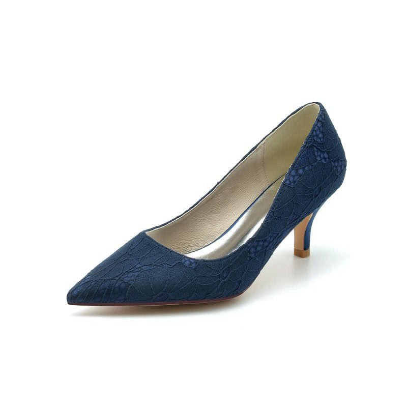 Lace Pointed Toe Kitten Heels