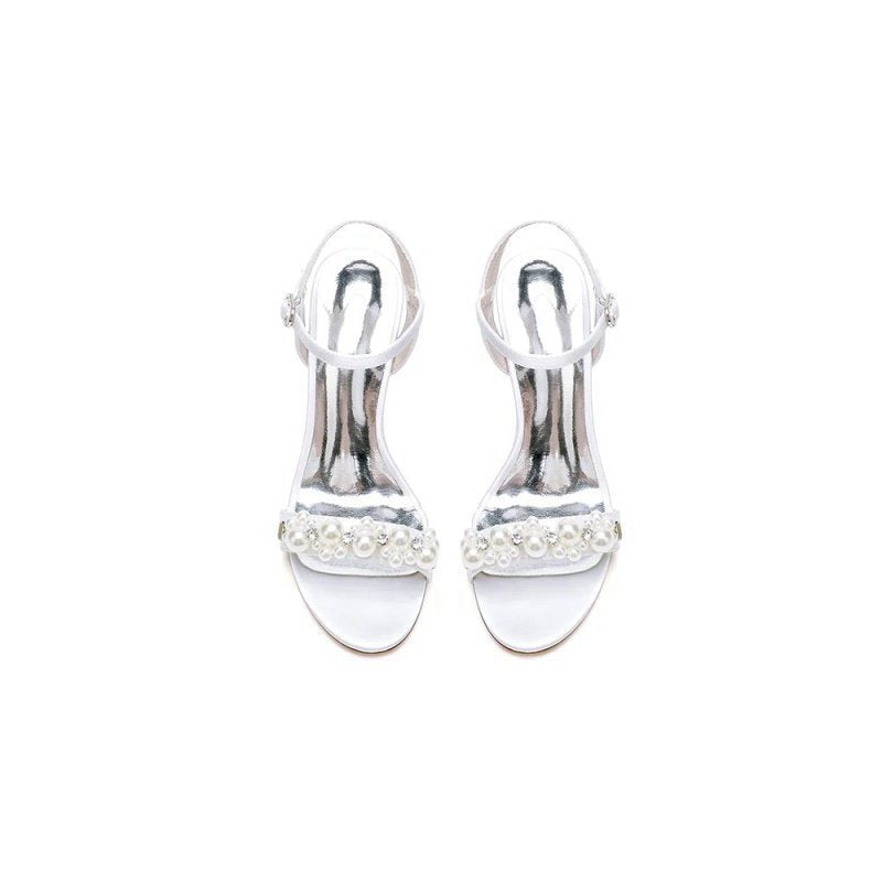 Open Toe Pearl Stiletto Heels