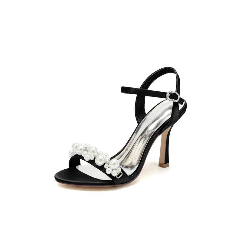 Open Toe Pearl Stiletto Heels
