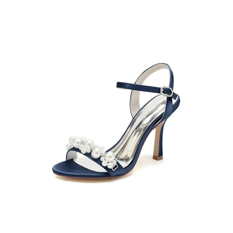 Open Toe Pearl Stiletto Heels