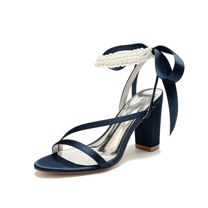 Pearl Open Toe Ankle Strap High Heels