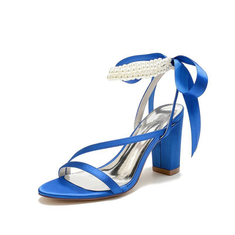 Pearl Open Toe Ankle Strap High Heels