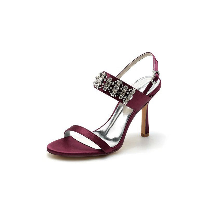 Rhinestone Beaded Ankle Straps Party Shoes