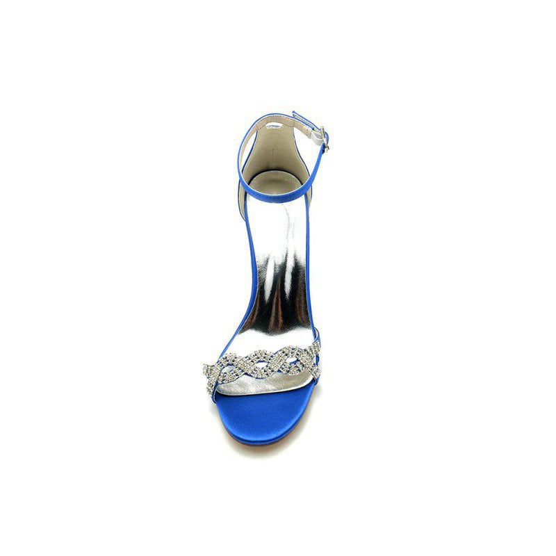 Open Toe With Rhinestone Chunky Heels