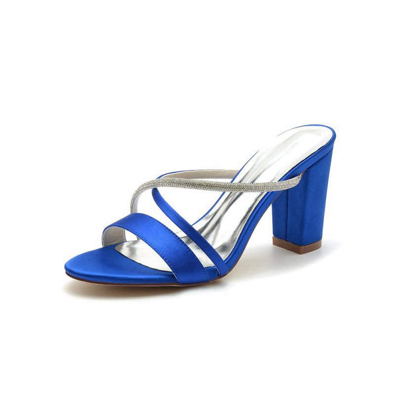 Cross Strap Open Toe High Heels With Rhinestone