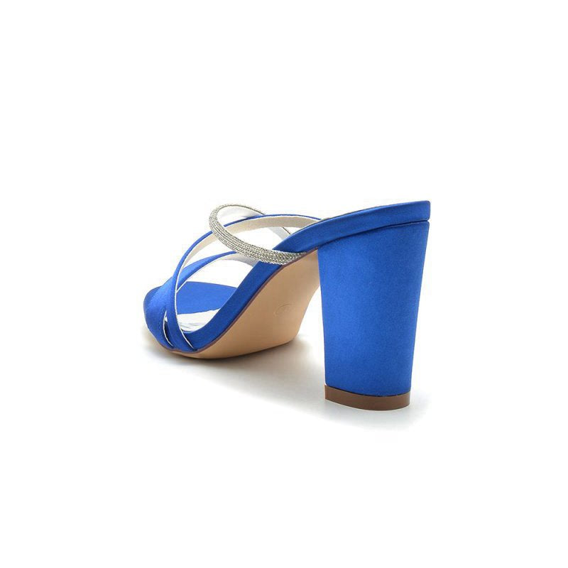 Cross Strap Open Toe High Heels With Rhinestone