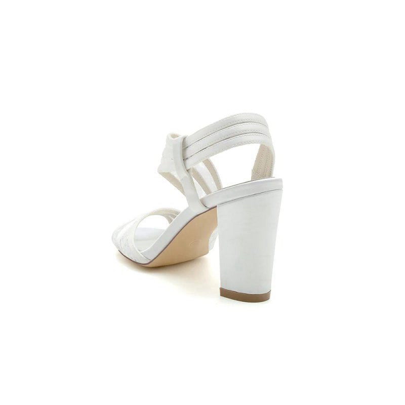 Patent Lace Pattern Peep Toe Chunky Wedding