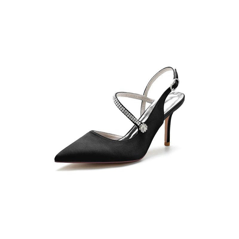 Crystal Strap Pointed Toe Stiletto Heel Shoes