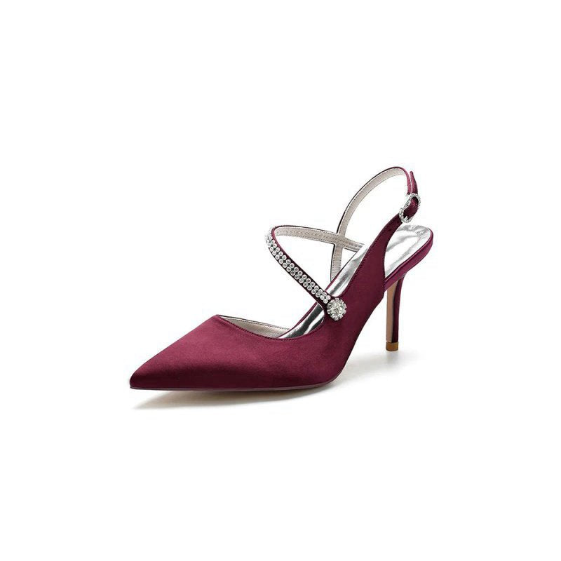 Crystal Strap Pointed Toe Stiletto Heel Shoes