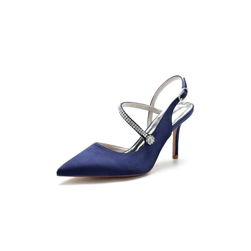 Crystal Strap Pointed Toe Stiletto Heel Shoes
