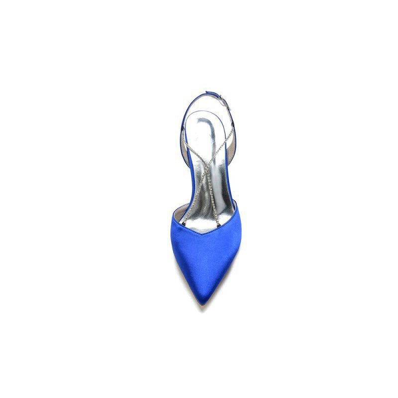 Pointed Toe Crystal Ankle Strap Stiletto Heels