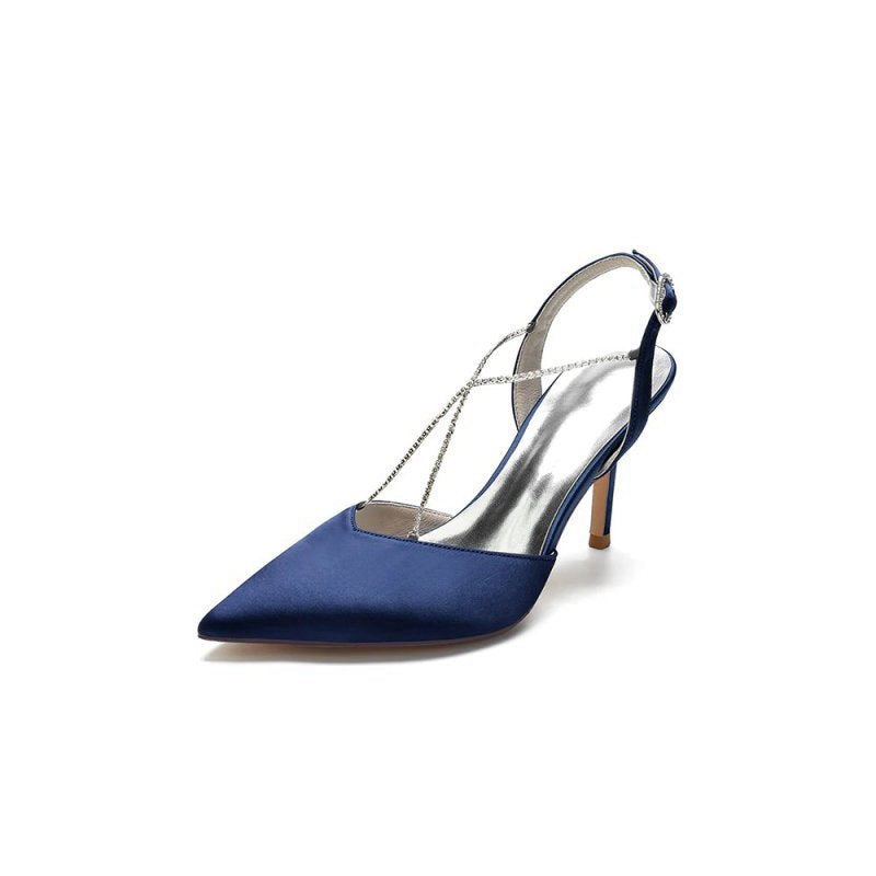 Pointed Toe Crystal Ankle Strap Stiletto Heels