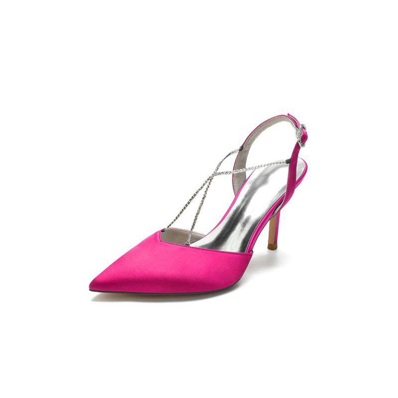Pointed Toe Crystal Ankle Strap Stiletto Heels