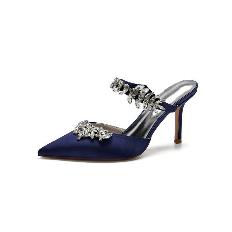 Pointed Toe Crystal Flower Strap Stiletto Heel