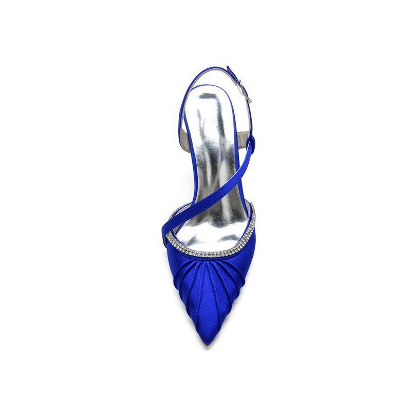 Pointed Toe Ankle Strap Crystal Heels