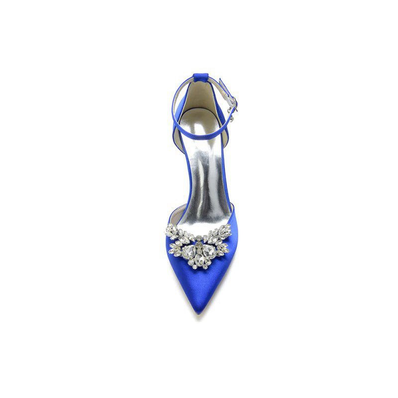 Pointed Toe Crystal Party Ankle Strap Heels Shoes