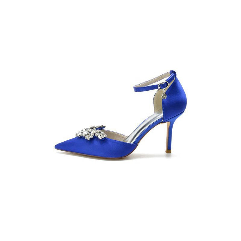 Pointed Toe Crystal Party Ankle Strap Heels Shoes