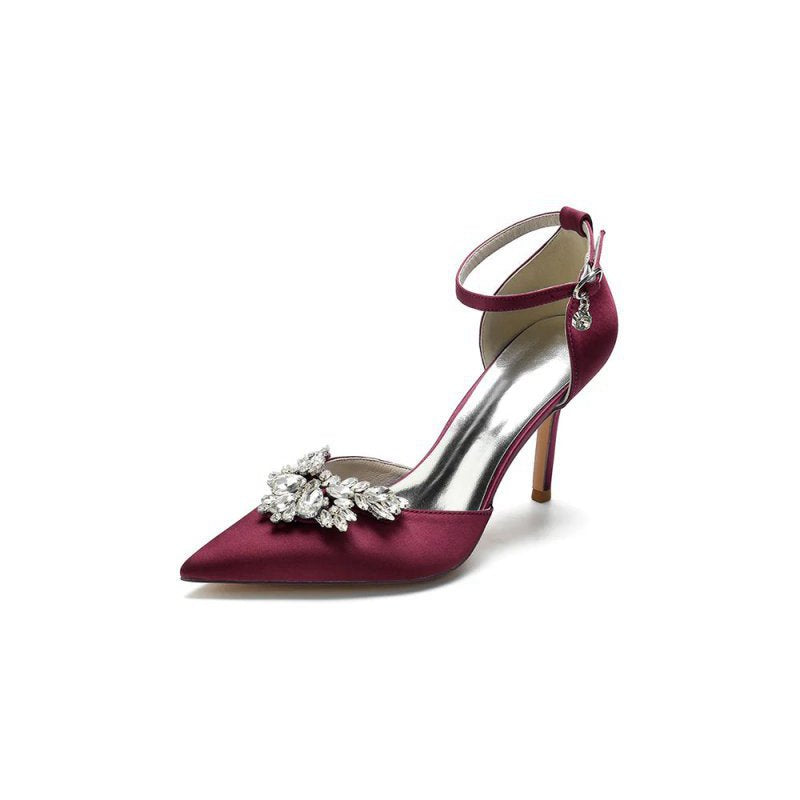 Pointed Toe Crystal Party Ankle Strap Heels Shoes
