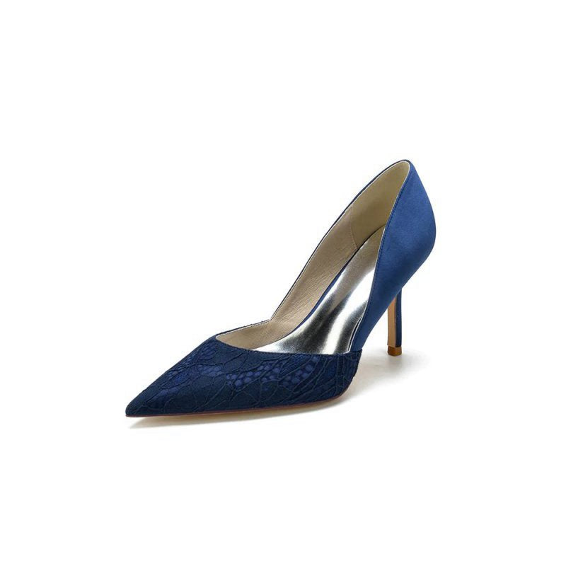 Pointed Toe Lace Pattern Stiletto Heels