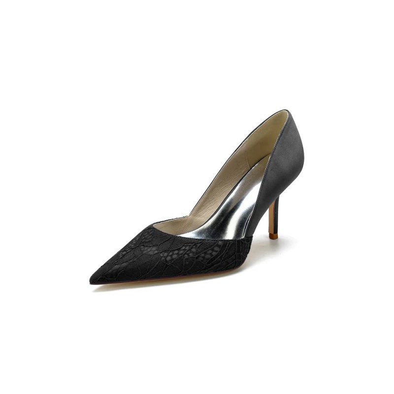 Pointed Toe Lace Pattern Stiletto Heels