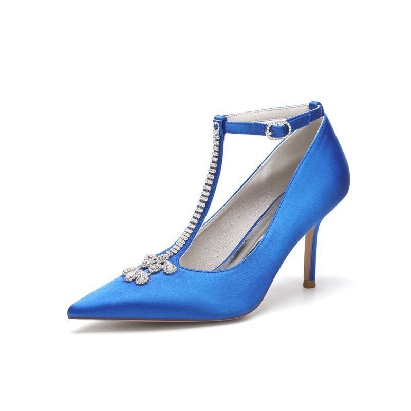 Party Pointed Toe Crystal Strap High Heels Shoes