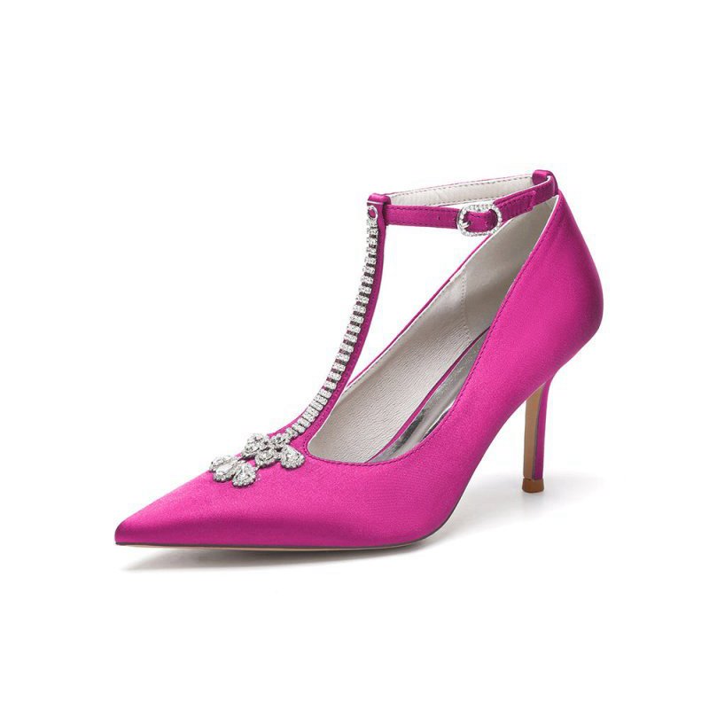 Party Pointed Toe Crystal Strap High Heels Shoes