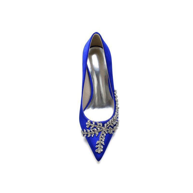 Cocktail Pointed Toe Crystal Satin High Heels