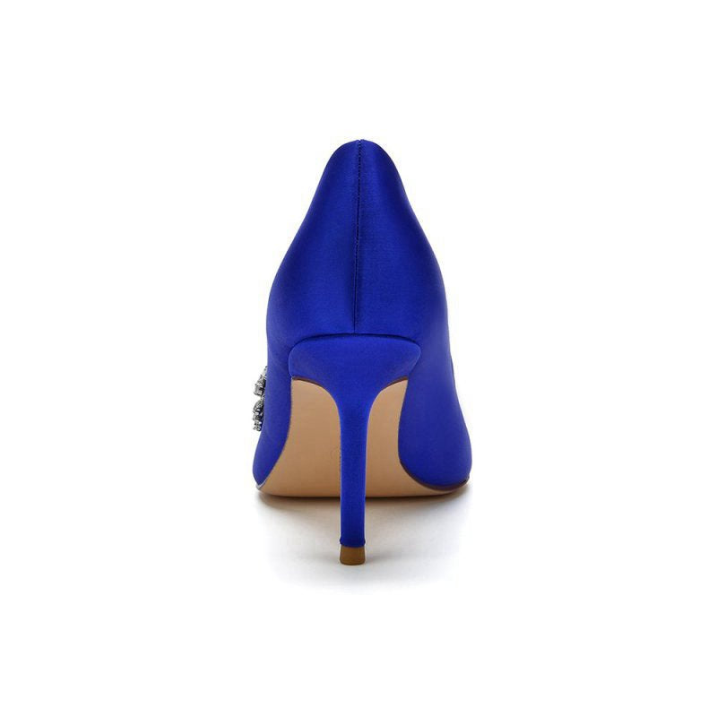 Cocktail Pointed Toe Crystal Satin High Heels