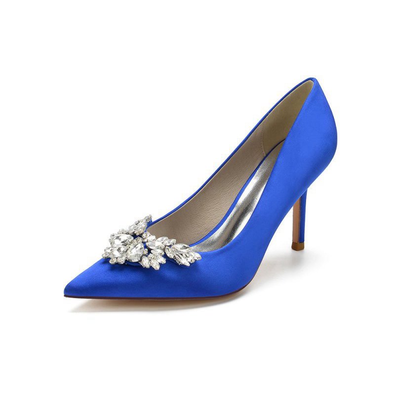 Party Pointed Toe Crystal Satin High Heels