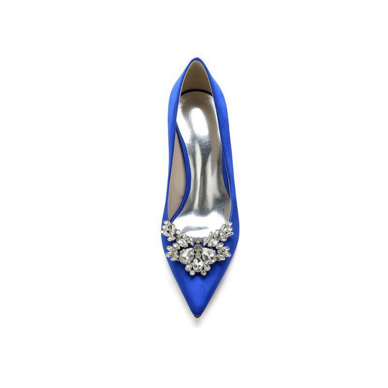 Party Pointed Toe Crystal Satin High Heels