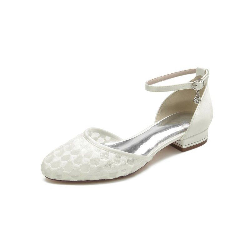 Lace Flats with Ankle Strap