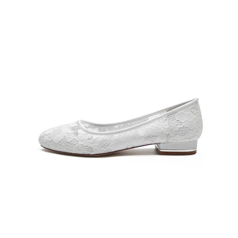Lace Open Toe Flats Bridal Shoes