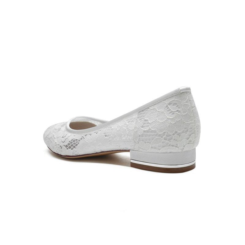 Lace Open Toe Flats Bridal Shoes