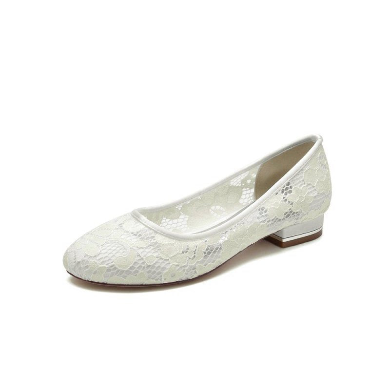 Lace Open Toe Flats Bridal Shoes