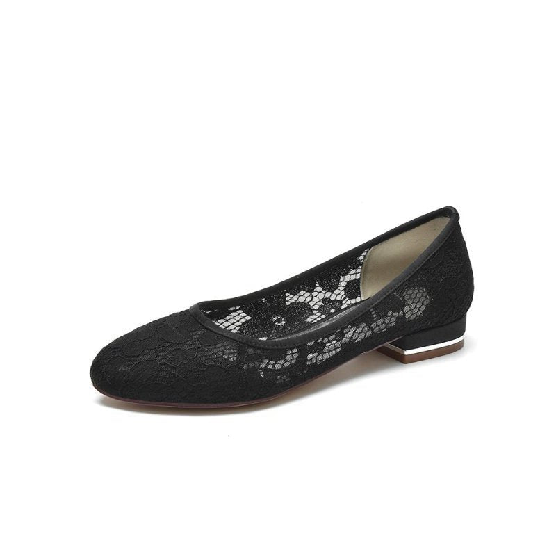 Lace Open Toe Flats Bridal Shoes