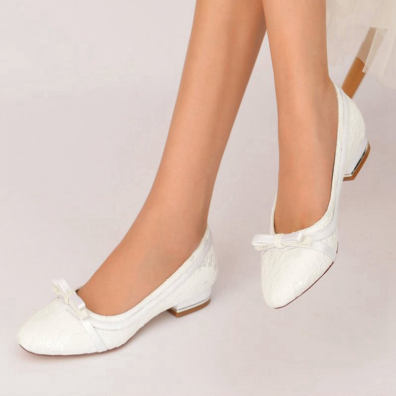 Lace Flats Sandal with Bow Bridal